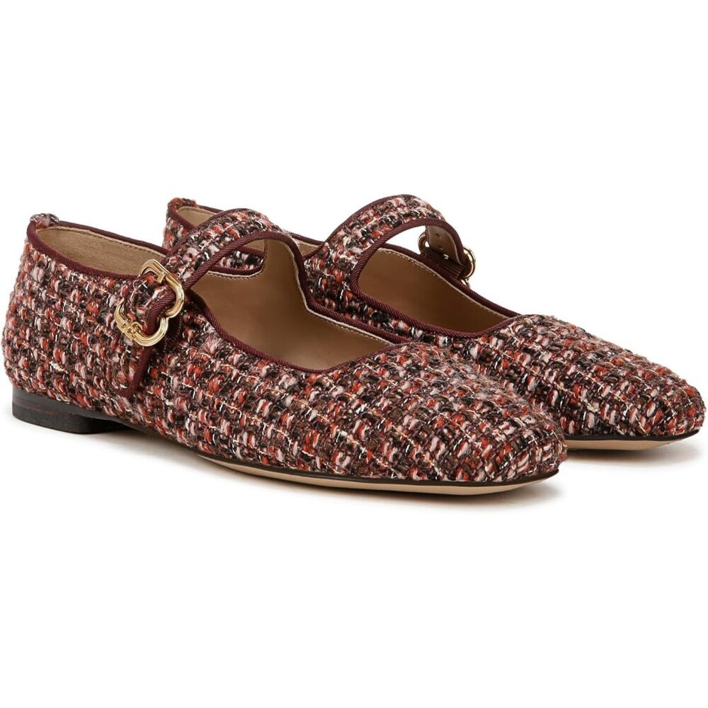 ✨Sam Edelman Women's Red Michaela Toe and Sleek Strap Buckle Mary Jane Flat